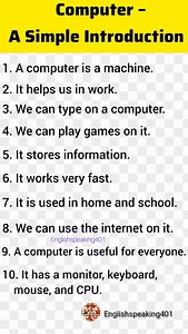|| Easy Lines About Computer.|| @englishspeaking401 . . 📎 Hashtags: #Computer #SimpleLines #BasicKnowledge #EasyLearning #StudentNotes #Education #GeneralKnowledge #SmartStudy #LearningIsFun #ComputerBasics #Technology #KidsLearning #StudyMaterial #WriteUp #schoolwork | Englishspeaking401