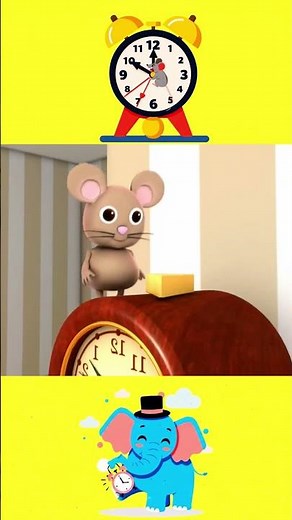 Hickory Dickory Dock Nursery Rhyme for Kids 2 Minute Animated Song | Preschool Learning, Baby Music