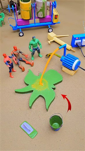 Mini handpump water scienceproject with green concrete & mixer diytractor cowfarm|video No.522🔥#hulk