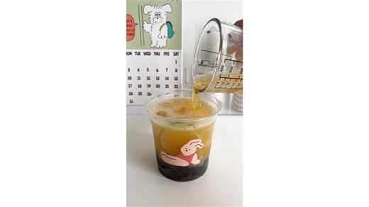 Ice Tea Boba And Jelly Drink Making