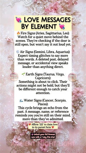 💘 72-Hour Love Forecast by Element 💌 WHAT THE ENERGY IS REVEALING Here’s what the current love energy is showing us over the next 72 hours. Some connections move quietly, others reveal more than they mean to. The patterns speak louder than the words. ❤️ Comment “222” to claim best outcome. ⬇️ 🔓 The extended love forecasts are live now. Read your 72-hour love message with a 7-day fr3e tr1al (🔗 in bi0). 🔥 Fire Signs (Aries, Sagittarius, Leo): Watch for a quiet move behind the scenes. They’re 
