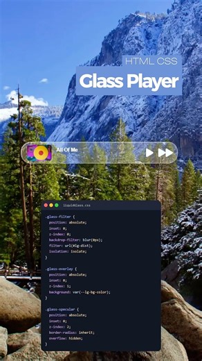 Glass Player – HTML CSS 🎧