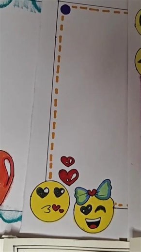 Easy Cute Emoji Boarder Design For Project Work Front Page Boarder #viral#new#easy#art #neha