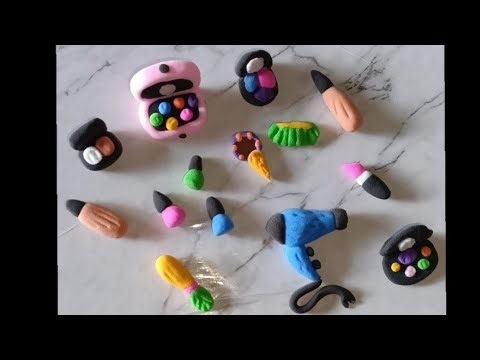 How to make miniature makeup set with clay ☺️