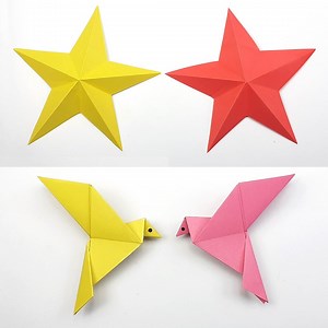 How to Make 3D paper Star & Paper Bird For Kids. More Videos: youtube.com/easypapercrafts | Creative Art & Craft Ideas