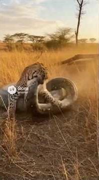 Can the leopard escape the python's hold?