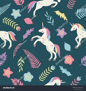 Seamless Vector Pattern Cute Unicorns On Stock Vector (Royalty Free) 2386492435 | Shutterstock