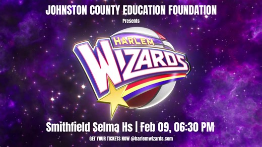 JCPS is thrilled to announce an exciting community event you won’t want to miss! Our wonderful partners, the Johnston County Education Foundation, will host a Harlem Wizards basketball fundraiser on February 9, 2026, at Smithfield-Selma High School. The event will begin at 6:30 PM, and doors will open at 5:30 PM. We invite all JCPS families, staff, and community members to join us for an unforgettable night of high-flying basketball where some of your favorite principals, teachers, coaches, and