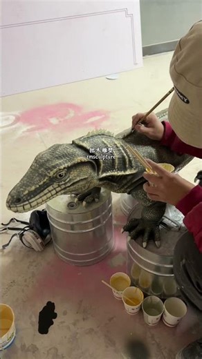 3D-printed production, ultra-detailed lizard sculpture