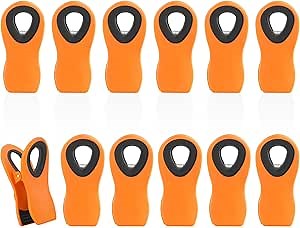 VNDUEEY 12 Pack Magnetic Chip Clips for Food Packages, Plastic Bag Clips with Magnet for Refrigerator - Orange