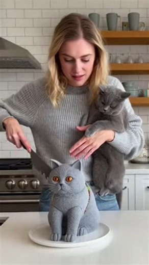 2.3M views · 3.2K reactions | The Cat JUMPED!  When she tried to cut the hyperrealistic 'Cat Cake,' her real cat had the funniest reaction! Wait till you see the inside... #IsItCake #Cake #CatLover #FunnyCats #ViralVideo #CatCake #HyperrealisticCake #CakesThatLookLikeThings #BritishShorthair #PetReaction #Baking #CatMom #FunnyPet #Comedy #Prank #Sweet | Cat Texts | Facebook