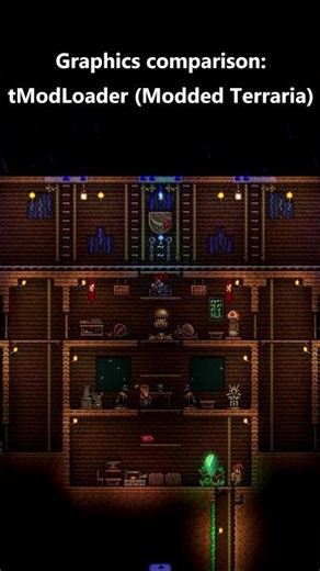 Graphics comparison: Terraria 1.4.5 vs tModLoader