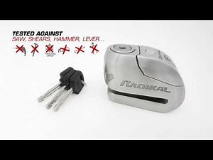 RADIKAL RK14S Antivol Moto Homologué SRA Bloque Disque Alarme 120 dB + Warning