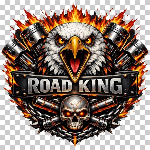 Motorcycle Skull Eagle PNG – Road King Biker Shirt Design, Burning Engine Rider Graphic, Digital Download - Etsy