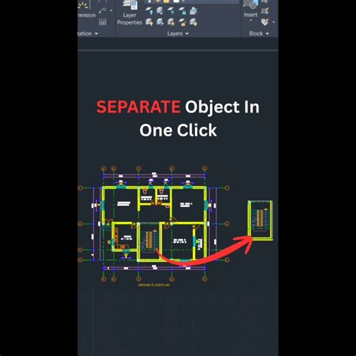 AutoCAD Separate Object in One Click #autocad #tutorial #architecture #cadtutorials #shorts