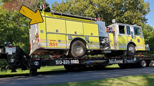 Recovering a fire truck from the water