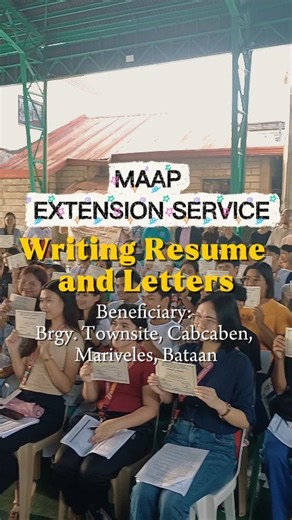 The Maritime Academy of Asia and the Pacific (MAAP), through its Extension Service Division, successfully conducted a Seminar-Workshop on Writing Résumés and Letters on December 4, 2025, starting at around 1:30 PM for Grade 12 students within the community. The activity aimed to equip young learners with essential skills and confidence as they prepare for future academic and employment opportunities. The program was warmly facilitated and hosted by Mrs. Irish Pangilinan. The program opened with 