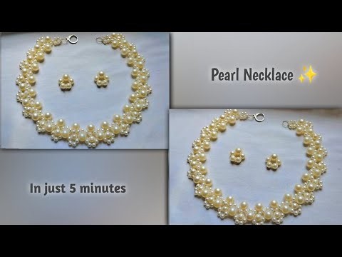 Pearl Necklace Making At Home 💕 Easy To Make 🧵 #diy #jewellery #necklace