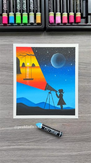 Dream vs Reality 🌅✨ Oil Pastel Art #art #shorts