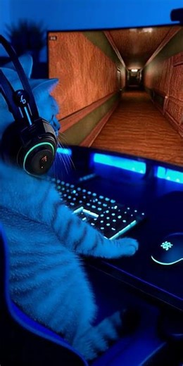 A cat plays a scary game on Roblox #shorts