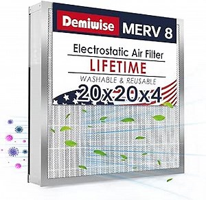 20x20x4 Electrostatic Air Filter, 8 Stage Washable Aluminum AC/HVAC Furnace Filter, Reusable Permanent Air Filter, Lasts a Lifetime, Easy to Install, Healthier Home/Office Environment