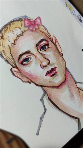 💛 Anime Eminem Fan Art Face Drawing Slim Shady Sketch Portrait of Marshall Bruce Mathers Sketchbook