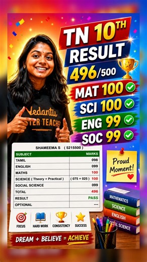 10th Public Maths & Science la 100/100 🔥 496/500 Vera level Results Laa? 🥳 #10thresults