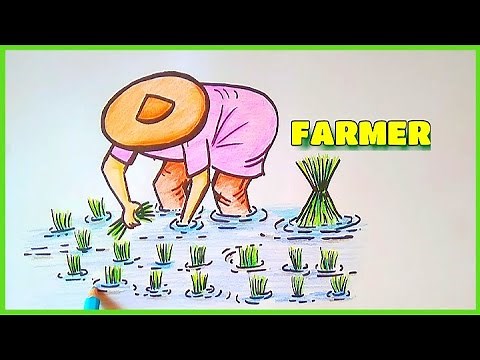 FARMER DRAWING — How To Draw a FARMER || Agriculture Drawing▪︎ Mousumi Zone