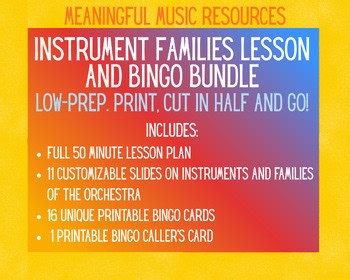 Instrument Families & Bingo Game Bundle