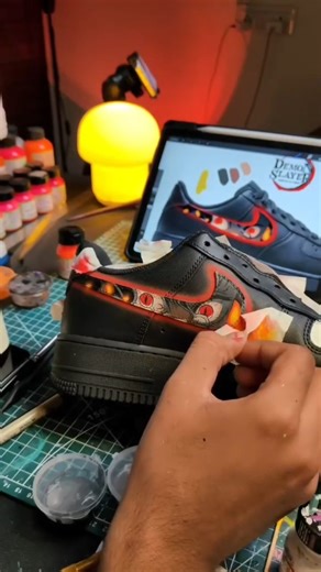 FREAKAMIZE on Instagram: "Pov: you're watching the movie with these on feet👟 Demon slayer, demon slayer infinity, kimetsu no yaiba, kimetsu no yaiba infinity castle, infinity castle, custom sneakers, custom shoes, anime, anime art Painted using @angelusdirect DM to place an order"