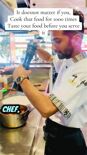 Basic kitchen rule. Taste before you serve beacuse flavor isnot fixed, it shifts with season, the senses, and the state of the one who taste it. #fyp #cheflife #chef #babel #goviral