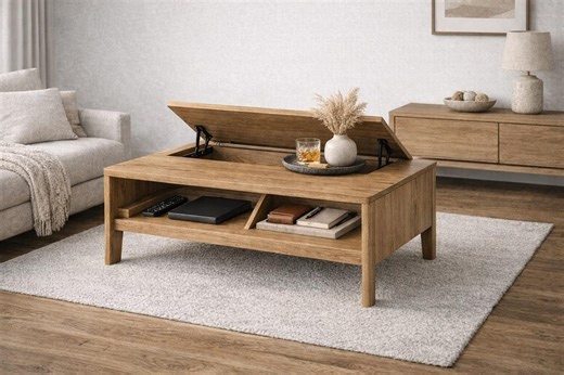 Lift Top Coffee Table Plans – Japandi Wood Table with Storage, Modern DIY PDF