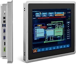 10.4" Industrial Embedded Panel PC, IP65 Fanless Touch All in One Computer, Windows 10 Pro, Auto Power-on, 2xLAN,HDMI,6xUSB,2xRS485,4xRS232 (I3-7100U, 8GB RAM 256GB SSD)