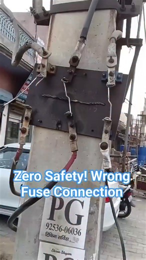 Extremely Unsafe Fuse Board Setup – GI Wire Used Instead of Proper Fuse Link on Low-Height Load Connection ⚡ Don’t Try This!” #LinemenWork #SubstationLife #SafetyFirst #HighVoltage #fblifestyle | Er Muhammad Miyaji