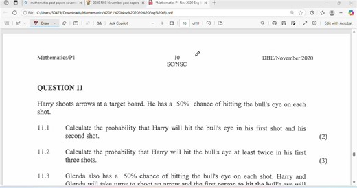 probability november 2020 Q11