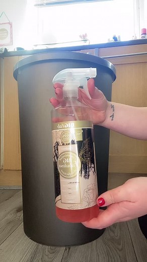 How I clean & disinfect my kitchen bin 🍇🍋 I cleaned my phone after this don’t worry 🥰 #fyp #binclean #disinfectant #cleaningtiktok #cleanwithabbi