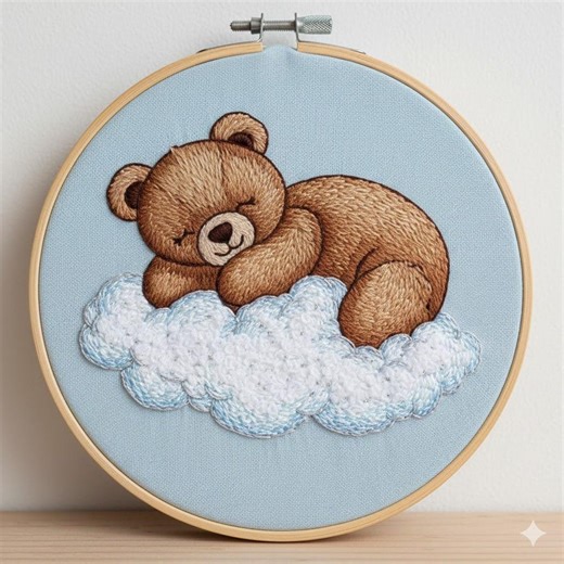 Sleeping Teddy Bear Embroidery Design, Teddy Bear Embroidery Template PDF File (instant Download) - Etsy