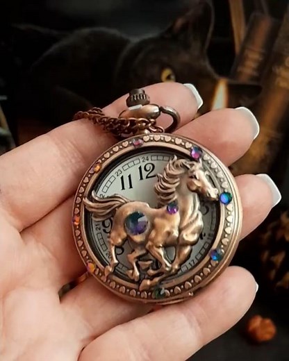 Pocket Watch Necklace Horse Equestrian Jewelry