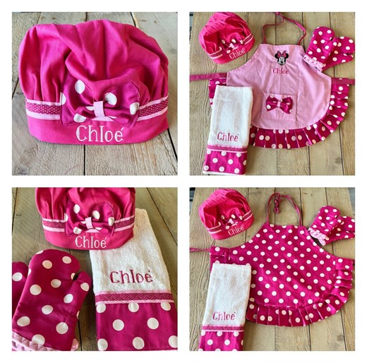 Personalized Minnie Mouse Apron Set: Child's Chef Hat & Mitts - Etsy