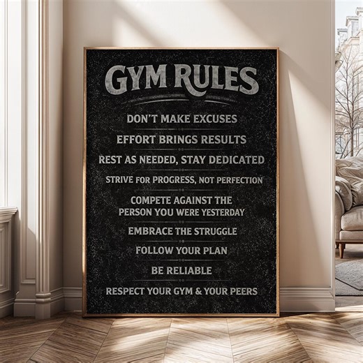 Gym Rules Art, Motivational Gym Poster, Fitness Quote Print, Workout Motivation Canvas, Discipline Gym Decor, Bodybuilding Wall Art - SH233B - Etsy