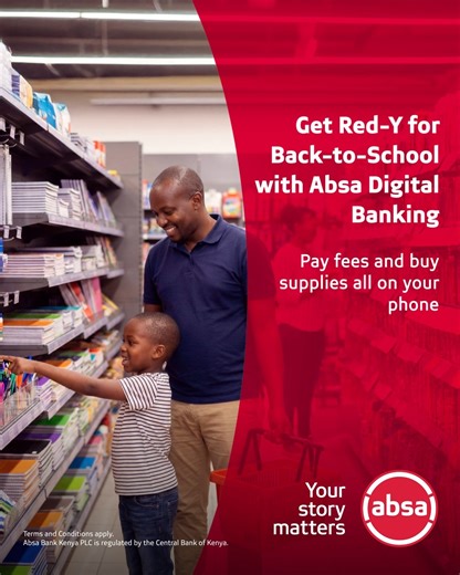 Kids yelling, uniforms missing, breakfast barely touched… na school payments pia? Manage all school expenses straight from your phone; no lines, no stress. Everything in one place! 📱 Pay with Absa digital channels and make Njanuary smoother. Download the Absa Mobile App, dial USSD *224#, or log in via Internet Banking. #WeSeeYourStory because #YourStoryMatters | Absa Bank Kenya