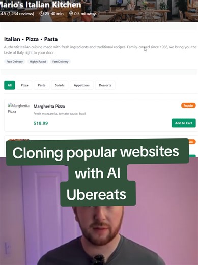 Cloning popular websites with AI - Uber eats #vibecoding #code #dev #ai #lovable