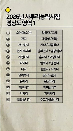 2026년 사투리능력시험 경상도 영역 1단계, 당신의 점수는? #사투리 #방언