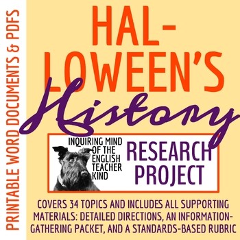 Halloween Research Project Directions, Topics, Speech Prep Packet, and Rubric