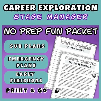 Drama Sub Plans Stage Manager Activities Word Search Reading Curriculum Theater