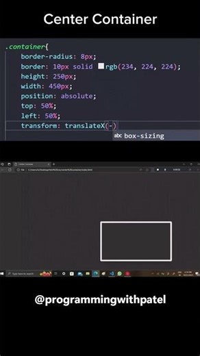Center a Container Like a Pro 😎📦 | CSS in Seconds #Shorts
