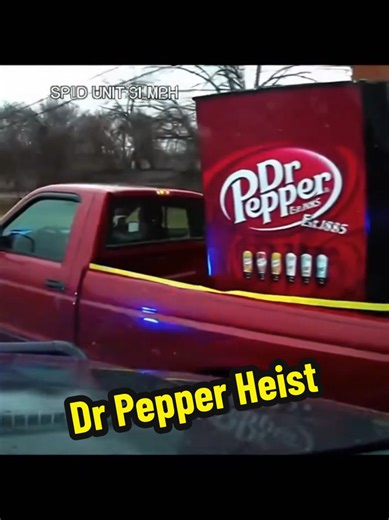 Stolen Dr Pepper 🚨 Police chase a truck carrying a stolen @Dr Pepper vending machine 🚨 The refreshing taste of Dr Pepper has people ready to risk their freedom 👮‍♂️ Dr Pepper was invented Waco, Texas in 1885 by pharmacist Charles Alderton and is the oldest major soft drink in America 🇺🇸 The secret formula of 23 flavors was first sold at drugstores to aid digestion 💊 The FDA has classified this drink as