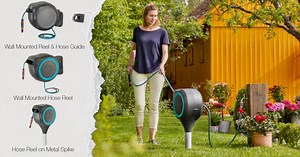Reach every corner of your garden with our Best Selling Retractable Hose Reel selection! 💧🌿. As soon as you pull the hose to your desired length, the locking device automatically engages. The innovative design can be swiveled through between 180° and 360°, following your movements, so you can easily reach every corner of your garden without the garden hose kinking or tangling. In addition, this hose box saves you from tiresome cranking, rolling up and dirty hands: A short pull on the end of th