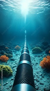 Submarine Cable: An expansive submarine cable stretches across the ocean floor, disappearing into the sunlit horizon. It's a visual testament to the invisible infrastructure that connects our world.