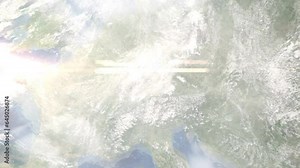 Zoom in from space and focus on Heidenheim an der Brenz, Germany. 3D Animation. Background for travel intro. Elements of this image furnished by NASA